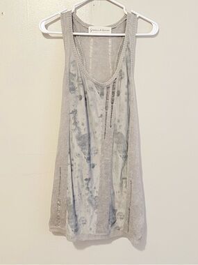 Gray Distressed Scoop Neck Knit Tank by Graham & Spencer